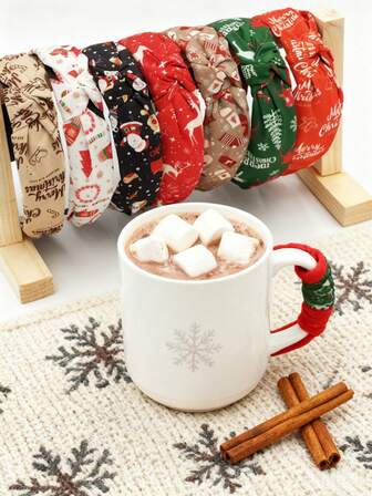 4pcs Christmas Lady Hair Accessory Headband, Multi-Color And Various Styles, Cute And Sweet Fabric Christmas Tree, Snowman, Christmas Stocking, Santa Claus, Elk, Christmas Gloves, Gingerbread Man. Suitable For Christmas Festival Party, Gathering Activities, Christmas Gifts, Knotted Hair Band. ,Party ,Hair Hoop Hairband For Women