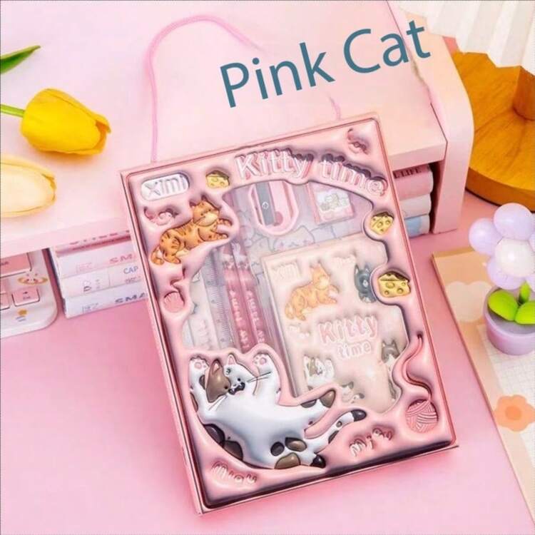 1 Set Random Color Stationery, Including Pencil, Notebook, Pencil Sharpener, Eraser And Ruler, Graduation Gift, Drawing, Stationery, School Supplies, Writing Supplies And Back To School Supplies - Multicolor - View 7