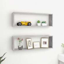Mensole a muro vidaXL, 2 pezzi, grigio, colore cemento, materiale a base di legno - Multicolore - Visualizzare 1