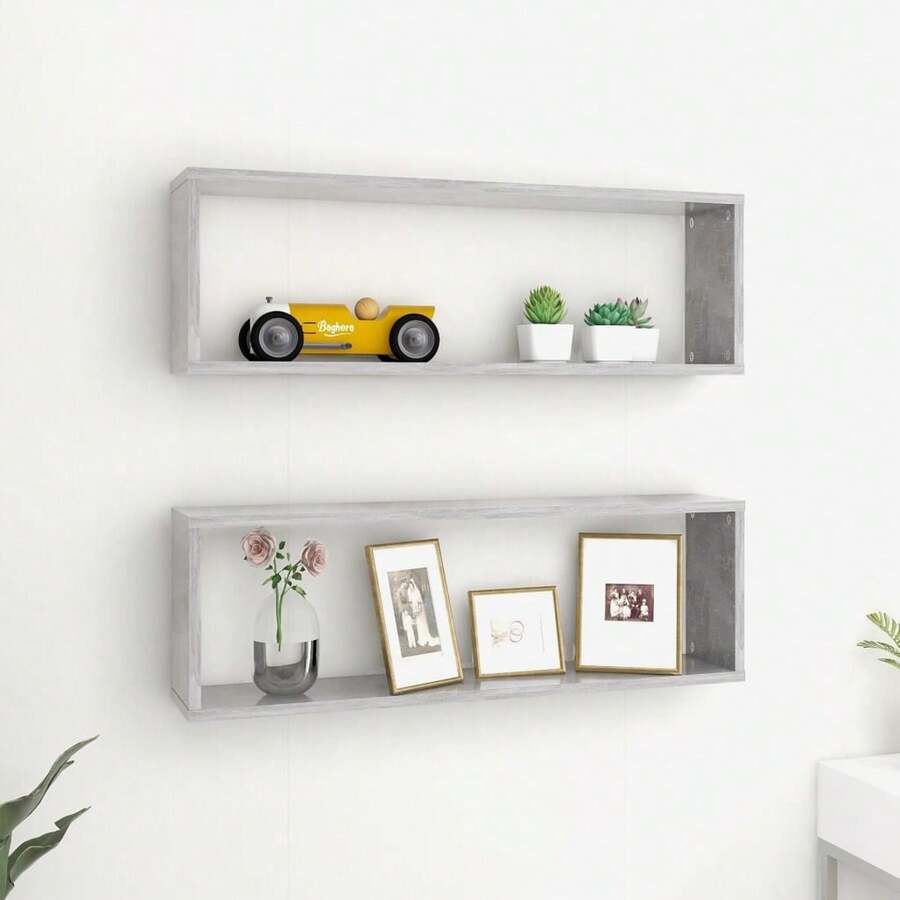 Mensole a muro vidaXL, 2 pezzi, grigio, colore cemento, materiale a base di legno - Multicolore - Visualizzare 1