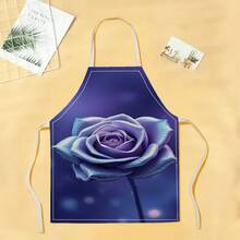 1pc Red Rose And Purple Rose Pattern Aprons, Creative, Interesting, Fashionable Printed Home Cleaning Aprons, Easy-To-Clean Kitchen Cooking Aprons, Creative Home Aprons - Multicolor - View 14