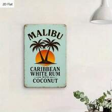 CIFbuy 1pc Malibu Caribbean White Rum With Coconut Vintage Tin Metal Sign 8x12 Inches Retro Beach Bar Wall Art Decor For Home Kitchen B - 彩色 - 查看 11