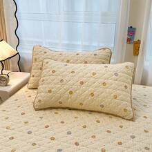 3pcs Vintage Printed Quilted Bedding Set (Includes 2pcs Pillowcases, 1pc Fitted Sheet), Retro Countryside/Cozy Cream Style Winter Bedding, Quilted Embossed Thickened Warm Bedsheet & Mattress Cover, Dust & Moisture Proof Bedding Protector, Available In Single/Double Size, Easy Wash Bedsheet Set With Pillowcases, Suitable For Bedroom Use In Autumn/Winter Or As Home Decor - Beige - View 5