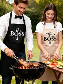 1pc Kitchen Cooking Apron, Adjustable Apron With Pockets, Waterproof And Greaseproof, Suitable For Cooking, Chef, Unisex, Male Female Can Wear Cooking Apron, Simple Design, Fashionable And Elegant Style Cooking Apron.