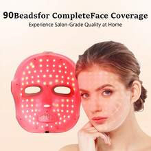 Aedwdpe With 7-Color-LED Skin Care Mask, USB Charging, Strong Strap Design, Suitable For Facial Skin Care - Suitable For The Skin Used, Girls' Birthdays, Holiday Gifts, Exquisite Packaging - Đỏ - Xem 9