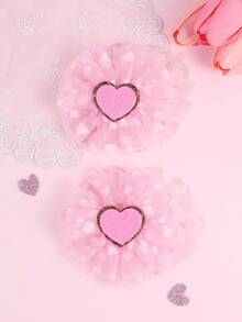 2 Peças Laços de Cabelo de Tule com Coração Brilhante para o Dia dos Namorados para Meninas Bebê, Presilhas de Cabelo Vermelhas e Rosas com Tule, Acessórios de Cabelo Elegantes e Casuais para o Dia dos Namorados - Multicolorido - Visão 9