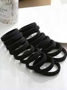 [200 Pieces] Large Black Hair Tie, Suitable For Thick Seamless Hair Tie For Women And Girls, Elastic Ponytail Fixator, Suitable For Non-Destructive Hair Tie For Thick Curly Hair. Very Suitable For Daily Wear, Sports And Fitness, Leisure Gatherings, Ponytail Holders, Hair Elastics, Hair Rubber Bands, Hair Rope, Hair AccessoriesCasual    Polyester - 50Pcs-Black - 查看 7