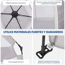 Tienda de Campaña Plegable, BOJA Corral con Toldo, Pelota Pequeña y Bolsa de Almacenamiento, Apto para Uso Interior, Exterior, Camping y Playas ()(Gris) - Multicolor - Ver 8
