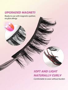 MAGEFY 3对卡通风格磁性假睫毛套装带睫毛夹/10对卡通假睫毛+睫毛夹，打造自然妆容效果，可重复使用，无需胶水，易于佩戴和卸除，3D立体自然尖头卡通假睫毛，轻盈柔软，适合海滩度假、露营旅行。 - 眼尾拉長款 - 查看 10