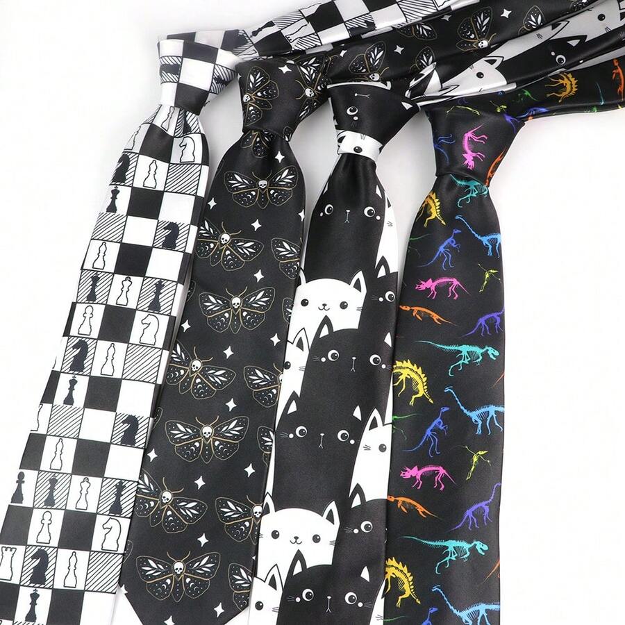 1 Unique Printed Tie Cat Dinosaur Duck Burger Turtle Duck Dog Flower Fun Tie, School Daily, Party, Work Tie