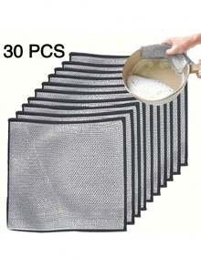 10/5pcs Thickened Double-Sided Metal Wire Scouring Pads, Kitchen Dishwashing Cloths, Pot & Pan Cleaning Rags, Cleaning Towels - Multicolor - View 6