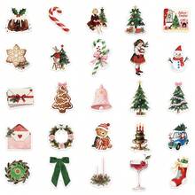 50Pcs Cartoon Christmas Stickers Cute Merry Christmas Stickers Christmas Decor Cute Christmas Party Gifts Stickers Stickers For Water Bottle, Hydroflask, Guitar, Luggage, Phone, Case, Laptop, Skateboard, Gift - Multicolor - View 3