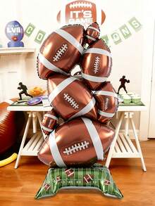 1pc Super Jumbo Standing Football/Rugby Balloon, Football/Rugby Balloon, Suitable For Football/Rugby Party Decoration, Sports Event Decoration, Birthday, Indoor And Outdoor Decoration - Multicolor - View 1