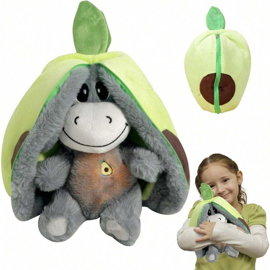 Breathing Stuffed Animal Plush Donkey Soothing Stuffed Animal For Anxiety Relief With Realistic Breathing Motion Calming Music Gentle Lights Ideal For Baby Adult And Relaxation - Xanh nhạt - Xem 1