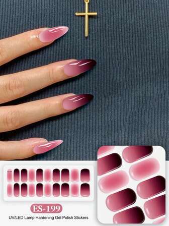 Christmas Emi Cured Gel Nail Strips , Clear Base, 20 Pcs Gel Nail Wraps, Stickers, UV Light Required, Salon Quality, Long Lasting,ES20 Cross-Border Wholesale Drop Shipping Red Book Same Style Nail Stickers Nail Stickers For Fingertips