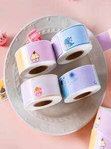 1 rollo 290 piezas Etiquetas con nombres de estudiantes de dibujos animados lindos, etiquetas adhesivas de nombres para libros - Multicolor - Ver 3