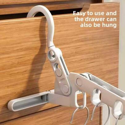 五孔可折叠衣架 - 节省空间、便携耐用，适合旅行、宿舍和家庭使用，晾衣架