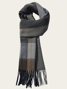 New Autumn/Winter Couple's Knitted Plaid Striped Double-Sided Tassel Warm Scarf, Versatile For Boyfriend/Girlfriend, Teachers, Students, Birthday Gifts, Long Thick Neck Warmer, Casual & Elegant - Multicolor - View 16