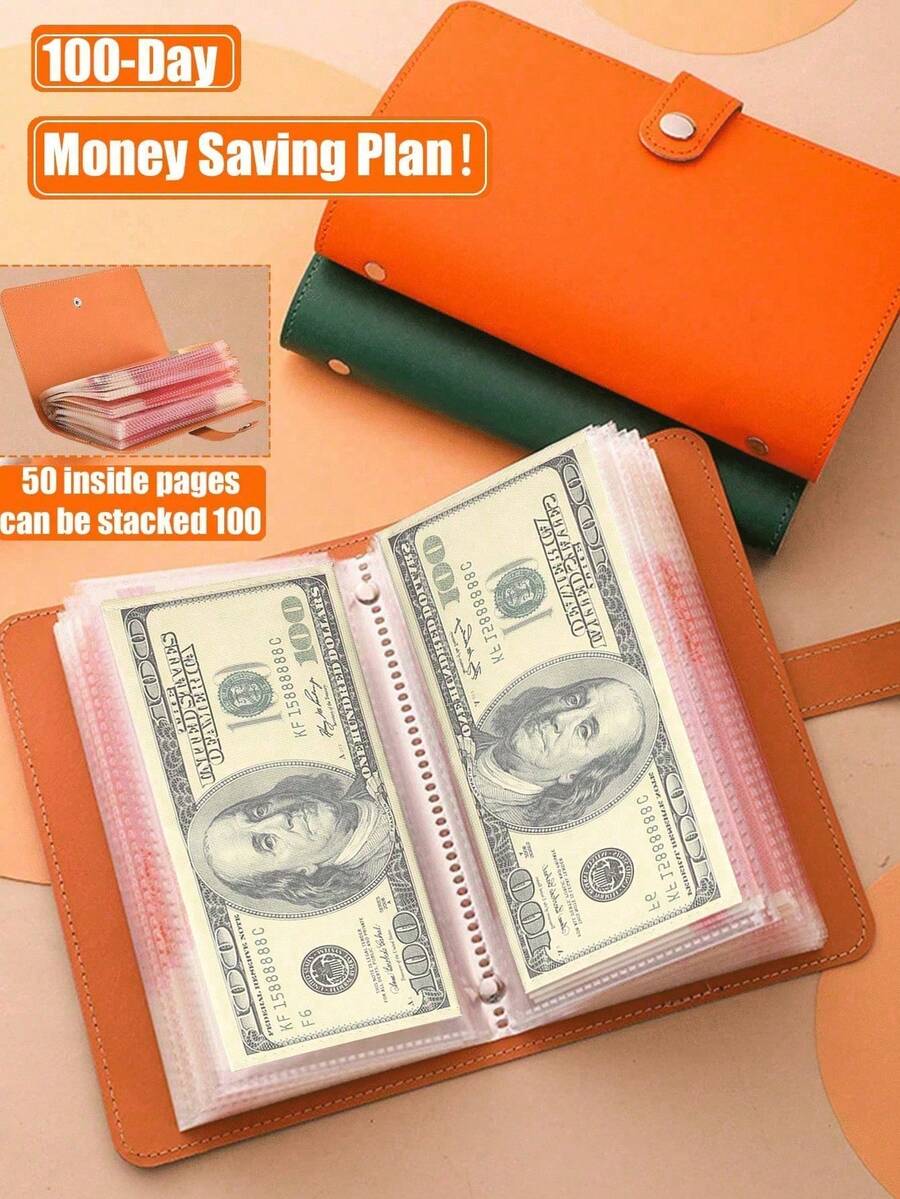 100pcs Envelope Value Pack Refillable Binder, 100pcs Envelope Savings Book, Banknote Album, Wallet Album, Cash Collection Book, Coin Organizer, Photo Card Holder, Multi-Function Storage Bag, Money Saving Binder, Multi-Function Binder Pouch