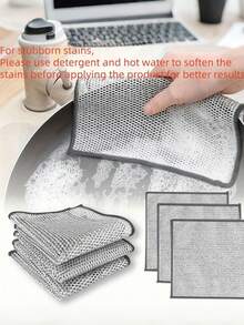 10/5pcs Thickened Double-Sided Metal Wire Scouring Pads, Kitchen Dishwashing Cloths, Pot & Pan Cleaning Rags, Cleaning Towels - Multicolor - View 3