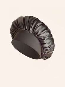 1顶女士缎面宽条纹弹力宽檐睡眠帽，适合头发较少或较短的人士