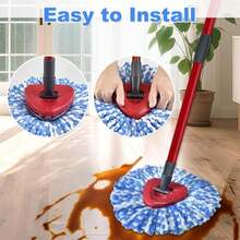 Mop Heads Replacement For Ocedar, Mop Replace Head For Ocedar EasyWring 1 Tank, Microfiber Spin Mop Refills, Include 5 Spin Mop Replacement Head Deep Cleaning Machine Washable With 2 Scrubber Mop Head - ColorA - 查看 4