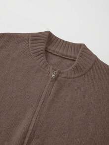 Áo khoác cardigan dệt kim cổ tròn, khóa kéo, màu trơn mới cho nữ, mùa xuân và thu, chất liệu mềm mại, thanh lịch, kiểu dáng rộng rãi, thoải mái, phù hợp cho các buổi đi chơi và đi làm, trang phục nữ mùa xuân năm mới. - Con lạc đà - Xem 8