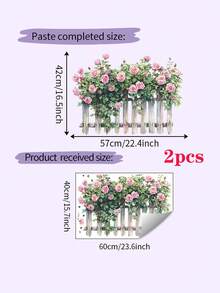 浪漫玫瑰贴纸墙贴，玫瑰藤蔓花卉墙贴，自粘花卉图案壁纸，适用于女孩卧室、客厅、玄关柜、房间、墙纸、墙贴、房间装饰、卧室装饰、厨房装饰、家居装饰 - 彩色 - 查看 19
