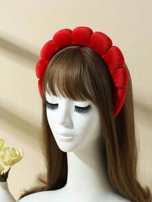Cute 1pc Fashionable Fabric Hairband For Washing, Spa, Skin Care, Makeup Or Styling, Accessories,Hairband,Hair Hoop Headbands ,Makeup Headband - 紅色 - 查看 3