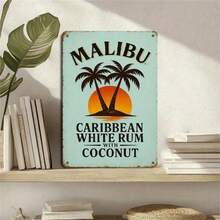 CIFbuy 1pc Malibu Caribbean White Rum With Coconut Vintage Tin Metal Sign 8x12 Inches Retro Beach Bar Wall Art Decor For Home Kitchen B - 彩色 - 查看 10