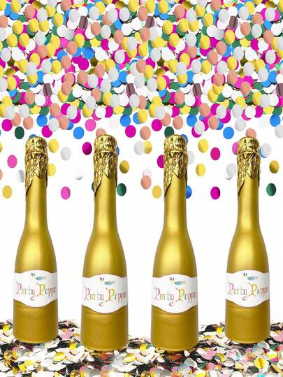 两件装香槟色五彩纸屑套装，采用无压弹簧式金色箔纸五彩纸屑，完美适用于婚礼、毕业典礼、生日派对和圣诞派对等各种派对场合 | 生日派对必备