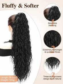 Ponytail Extension, 26 Inch Bohemian Style Drawstring Ponytail Hair Extensions For Women, Long Curly Wavy Pony Tail Natural Synthetic Hairpiece For Women - Multicolor - View 2