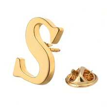 1pc Gold Alloy Letter Brooch Pin - Unisex Streetwear Design, Suitable For Suits, Shirts, Jackets - Halloween, Thanksgiving, Teacher's Day, Graduation, Shirt Button Decoration, Fun Letter Badge, Smooth Surface Pin, 26 Letter Gold Brooches, 20K Plated Unisex 26 Letter Brooch Pin - Letter Brooch - View 15