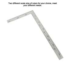 Herramienta Cuadrada de Medición #01, Regla Rectangular 90 Grados 300X150mm, Acero Inoxidable de Calidad, Diseño de dos Brazos para Ángulos Internos y Externos, Fácil de Usar - Plateado - Ver 5