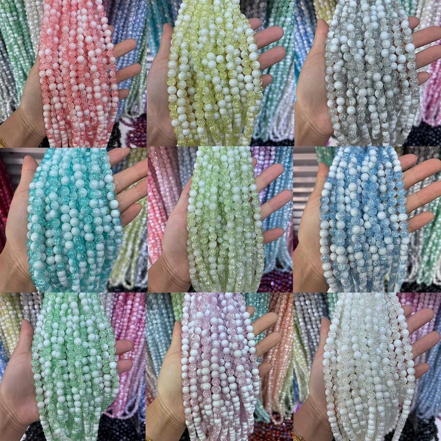 50pcs 8mm Explosion Flower Milk Cap Glass Beads - Sparkling Pendants, Bracelets, Necklaces, Earrings For DIY Jewelry Making - Small Business Craft Supplies
