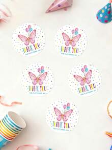 5 Pcs Butterfly Thank-You Stickers – Party Gift Labels, Suitable For Birthday Gifts, Wedding Favors And Customer Appreciation Gifts. Can Be Stuck On Gift Boxes, Gift Bags, And Water Bottles. - Multicolor - View 7