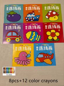 1 Set Of 8pcs, 16 Pages/Book Number Tracing Coloring Books, Cartoon Drawing Painting Book For Kids Back To School,Back To School,School Supplies