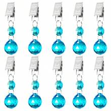 4个/8个/10个装桌布夹，水晶玻璃配重，装饰性透明窗帘配重，带不锈钢夹子，适用于家庭用餐、厨房/餐厅/家居/花园装饰 - 彩色 - 查看 23