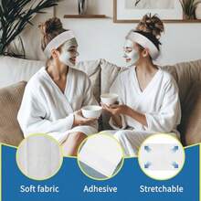 YQQ 50 diademas desechables para spa elásticas antideslizantes para la cabeza facial de spa bandas para el cabello a granel para el cuidado de la piel lavado de la cara maquillaje facial9394 - Blanco - Ver 3