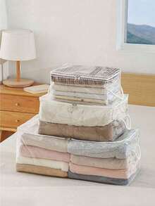 1Pc Storage Bag Quilt Storage Bag Household Transparent Large Capacity Clothing Sorting Bag Dustproof And Moisture Proof Handheld Storage Bag For Closet Organizer For Bedroom For Back To School Clothing Storage Box Closet Storage Containers Organizer Storage Bins Dorm Home For Blankets Beddings Comforter Pillow Toys Bag For School School Accessories School Stuff - Clear - View 2