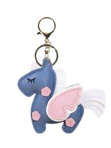 1pc Rainbow Cute Unicorn Handmade Leather Keychain - Pony Bag Charm, BFF Small Gift & Key Ring Accessory