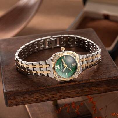 xinyunkou 复古双色石英女表，罗马数字小方表盘，轻巧奢华通勤腕表