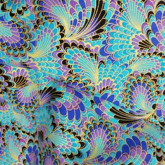 1件蓝色日式烫金面料预裁片，纯色拼布绗缝布片，仅限手洗，DIY缝纫沙发靠垫套面料