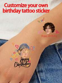Custom Temporary Tattoo Stickers, Suitable For Various Parties Such As Birthday Celebrations, Weekend BBQs And Cocktail Parties, Easy Handmade Use, Ideal For Bachelorette Parties, Multifunctional, Decorative, Lettering, Solid Color, Exquisite, Fashionable, Retro - Multicolor - View 2