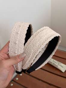 قطعة واحدة/قطعتان شريط رأس بطبعة زهرية بوهيمية عتيقة أنيقة حلوة مطرزة بالدانتيل والخرز الزائف واسع الحافة للبنات، قطعة رأس موضة للاستخدام اليومي والسفر والعطلات وتصوير الصور، شريط شعر من البوليستر - متعدد الألوان - مشاهدة 17