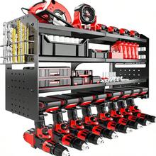 Power Tool Organizer Wall Mount Metal 4 Layer Heavy Duty Metal Power Tool Storage Rack Garage Drills Storage Shelves With Screwdriver Holder Plier Holder Black 8 Drills Holder - Black - View 1