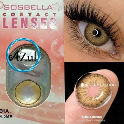 1 Par De Lentes De Contacto Suaves Y De Colores Apariencia De Ojos Grandes, Diámetro De 14.5 Mm, 1 Año CON ESTUCHE INCLUIDO