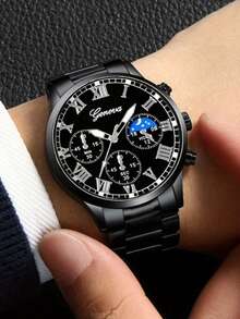 2pcs New Men's Business And Leisure Round Quartz Watch, Versatile Couple Watch Combination Set, Valentine's Day, New Year's Day, Birthday, Christmas Gift For Friends And Family. - Multicolor - View 8