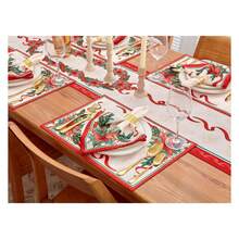 Poinsettia Table Runner - 14x72in Christmas Decor - Engineered Printed Fabric Xmas Holiday Table Linens For Dining Room & Events - Multicolor 47 - View 5