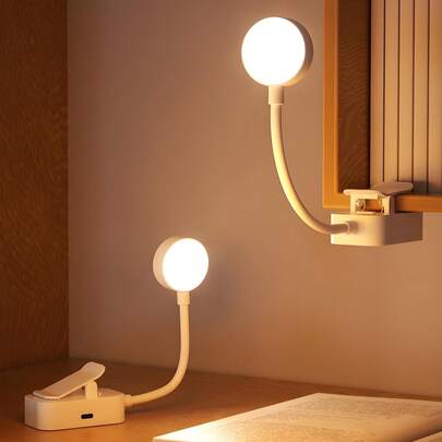 1pc Clip-On Book Light, Reading Lamp, USB Rechargeable, 3-Color Lighting Adjustment, Compact & Portable, Suitable For Nighttime Reading, Bedside Reading, Clip-On Book Light, Desk Lamp, Gift For Book Lovers, Desk Light, Bookshelf, Ring Desk Lamp, Work Lamp, Bedside Lamp, Neck Lamp, LED Desk Lamp, Clip-On Reading Light